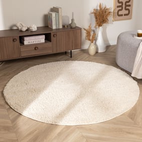 Tapis rond à poils longs – Wish Crème