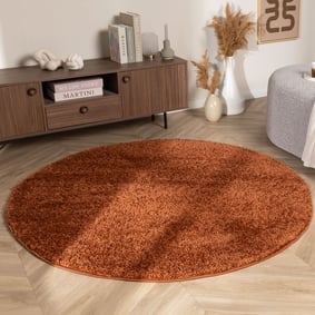 Tapis rond à poils longs – Wish Terracotta