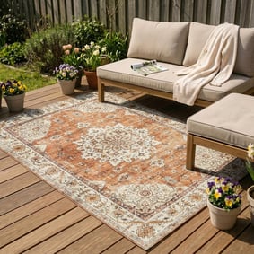 Tapis d'extérieur vintage - Santo Medallion terra