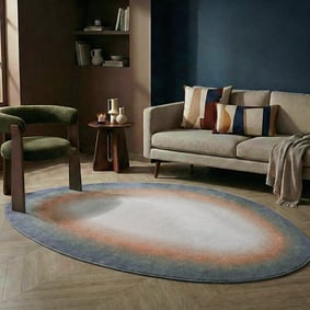 Tapis organique – Mellow Bleu/Terracotta