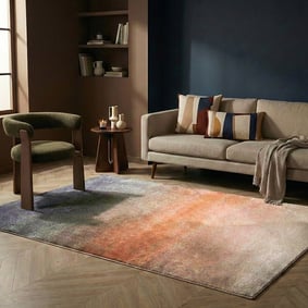 Tapis abstrait – Mellow Bleu/Terracotta