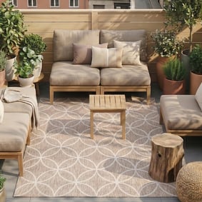 Tapis d’extérieur géométrique – Faro Ripple Beige