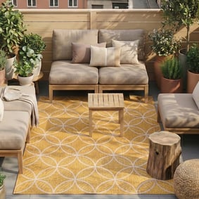 Tapis d’extérieur géométrique – Faro Ripple Jaune