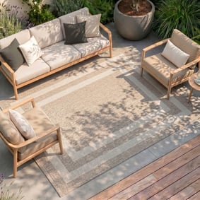 Tapis d'intérieur et d'extérieur - Sierra Frame Beige/Crème
