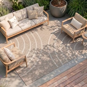 Tapis d'intérieur et d'extérieur - Sierra Curves Beige/Crème
