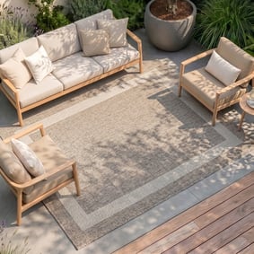 Tapis d'intérieur et d'extérieur - Sierra Border Beige/Crème