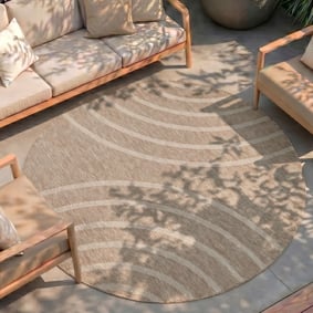 Tapis d'intérieur et d'extérieur rond - Sierra Curves Beige/Crème