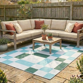 Tapis d'intérieur et d'extérieur rétro - Pop Cubes Vert