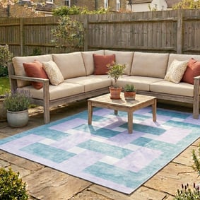 Tapis d'intérieur et d'extérieur rétro - Pop Lines Lilas