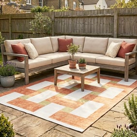 Tapis d'intérieur et d'extérieur rétro - Pop Lines terra