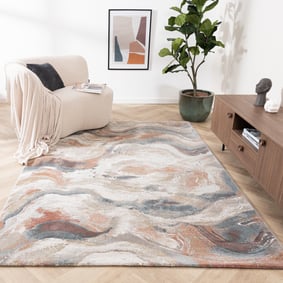 Tapis abstrait - Xavier Wave Bleu/Rouge