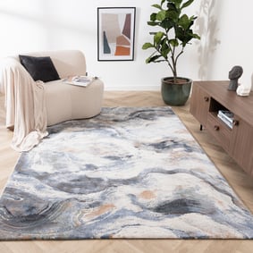 Tapis abstrait - Xavier Wave Bleu/Gris