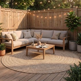 Tapis d'intérieur et d'extérieur rond - Bali Beige
