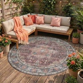 Tapis d'intérieur et d'extérieur rond - kairo Medallion Bordeaux