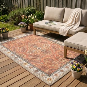 Tapis d'extérieur vintage - Santo Flora Terracotta