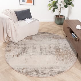 Tapis rond abstrait - Xavier Scratch Taupe/Gris