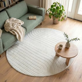 Tapis scandinave rond - Charm Arches Blanc