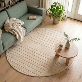 Tapis scandinave rond - Charm Arches Beige