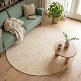 Tapis scandinave rond - Charm Waves Beige