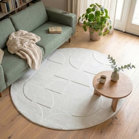 Tapis scandinave rond - Charm Circles Blanc