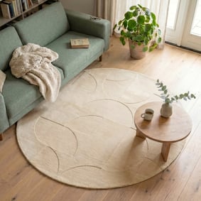 Tapis scandinave rond - Charm Circles Beige