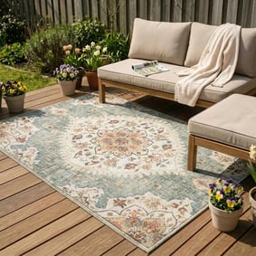 Tapis d'extérieur vintage - Santo Mandala Vert Olive
