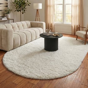 Tapis shaggy ovale - Blaze Blanc
