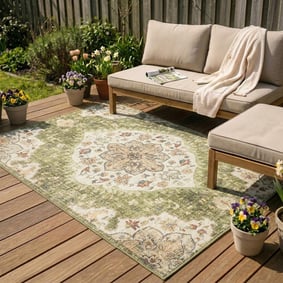 Tapis d'extérieur vintage - Santo Mandala Vert