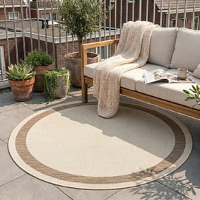 Tapis d'extérieur rond en jute - Nomad Edge Crème