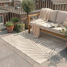 Tapis d'extérieur en jute - Nomad Leaves Crème