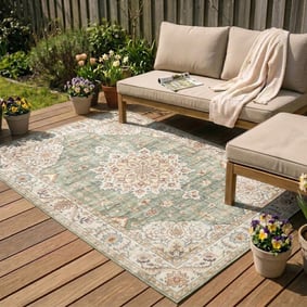 Tapis d'extérieur vintage - Santo Medallion Vert