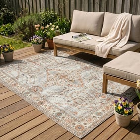 Tapis d'extérieur vintage - Santo Flora Gris Clair