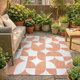 Tapis d'extérieur abstrait - Groovy Tiles Terracotta