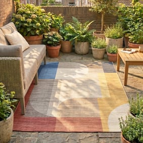 Tapis d'extérieur abstrait - Groovy Shapes Multicolore