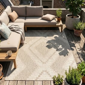 Tapis d'extérieur en jute - Atlas Diamond Marron/Crème