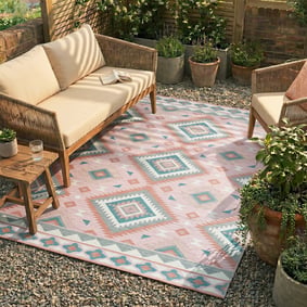 Tapis d'extérieur bohème - Vedra Aztec Rose
