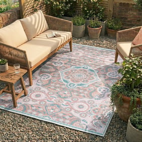 Tapis d'extérieur bohème - Vedra Medallion Rose
