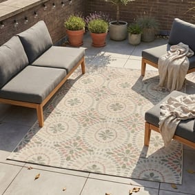 Tapis d'intérieur et d'extérieur - Ranch Mandala Beige