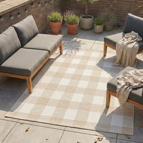 Tapis d'intérieur et d'extérieur - Ranch Checkerboard Beige