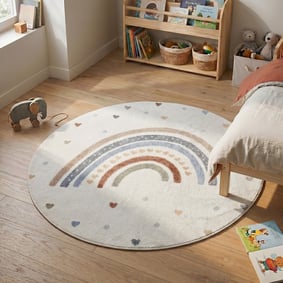 Tapis rond lavable pour enfant - Ravi Rainbow Multicolore
