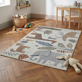 Tapis lavable pour enfant - Mace Animals Crème