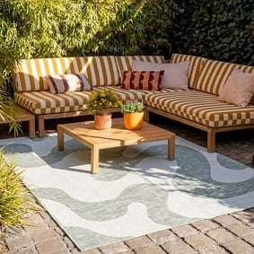 Tapis d'extérieur - Summer Swirl Vert - sfeer
