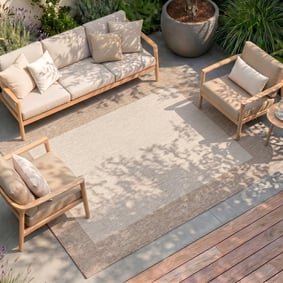 Tapis d'intérieur et d'extérieur - Sierra Border Crème/Beige