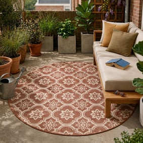 Tapis d’extérieur rond – Rio Flower Rose
