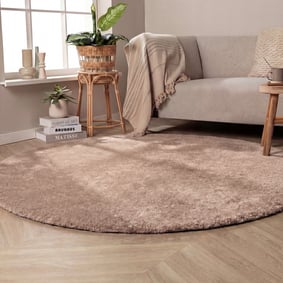 Tapis rond lavable - Clean Marron