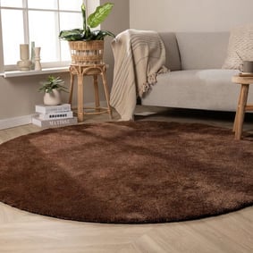 Tapis rond lavable - Clean Marron Foncé