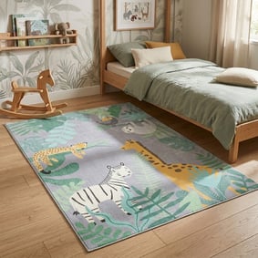 Tapis enfant - Jungle Giraffe Multicolore