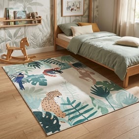 Tapis enfant - Jungle Leopard Multicolore