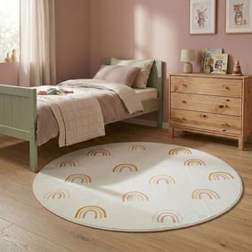 Tapis rond lavable pour enfant - Evi Rainbow Multicolore