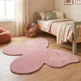 Tapis Enfant Lavable – Coco Papillon Rose Foncé